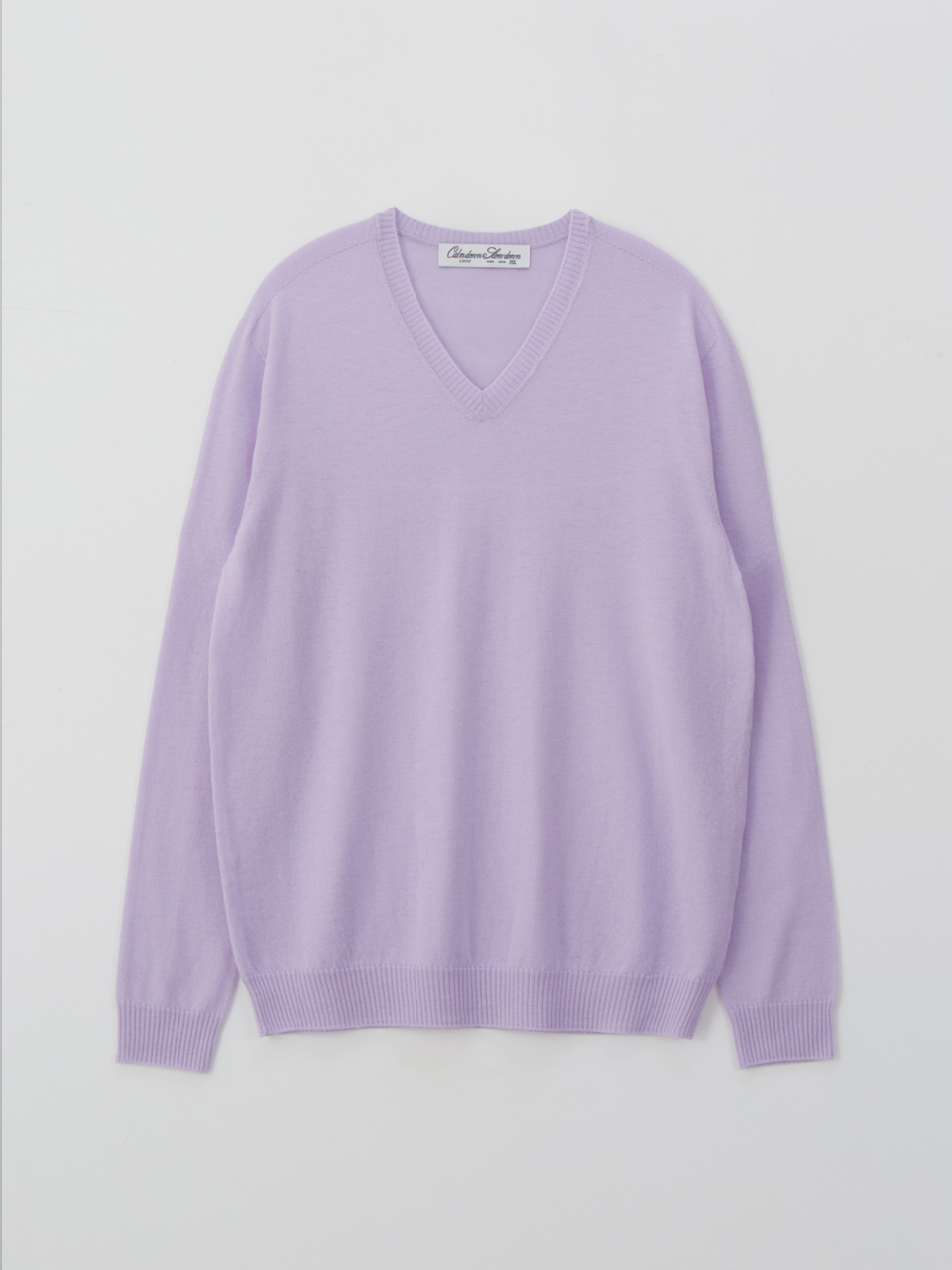 Classic v-neck merino wool knit_lavender